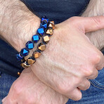 Copper Plated Hematite Stone Bead Adjustable Bracelet // 8"