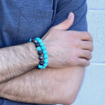 Turquoise + Matte Onyx Stone Stretch Bracelet // 8.25"