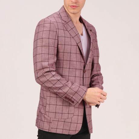 Windowpane Blazer // Burgundy (L)