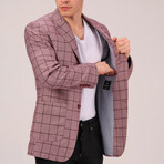 Windowpane Blazer // Burgundy (L)