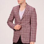 Windowpane Blazer // Burgundy (L)