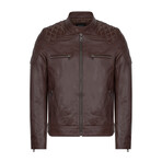 Shoulder Accent Moto Jacket // Dark Brown (S)