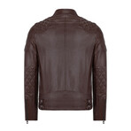 Shoulder Accent Moto Jacket // Dark Brown (S)