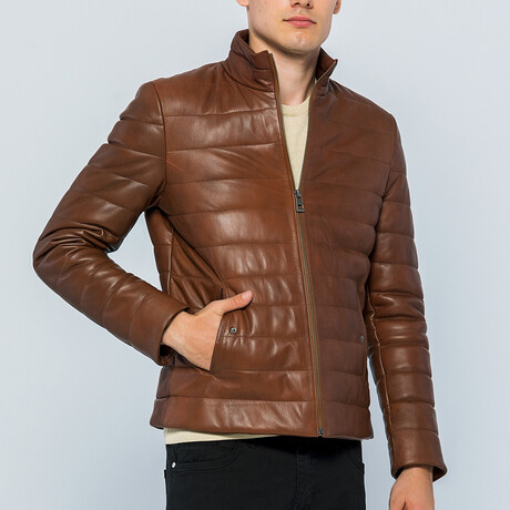 Channel Quilted Jacket // Light Brown (S)