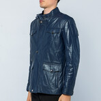 Quilted Utility Jacket // Dark Blue (S) - Basics&More Leather Jackets ...