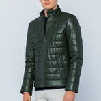 Channel Quilted  Jacket // Dark Green (S)