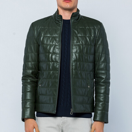Channel Quilted  Jacket // Dark Green (XL)