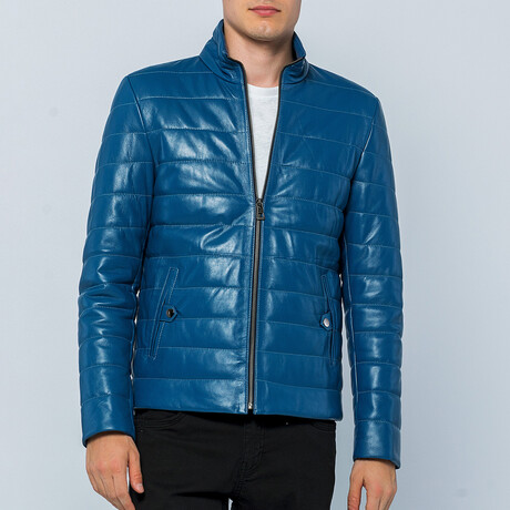 Channel Quilted  Jacket // Blue (S)