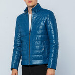 Channel Quilted  Jacket // Blue (S)