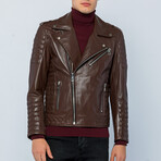 Classic Biker Jacket // Brown (S)