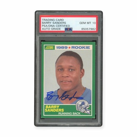 Barry Sanders // 1989 Score Autographed // Rookie Card // PSA 10 Gem Mint Auto Grade