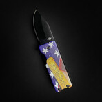 Lighter Knife With Built In Pocket Clip/Money Clip // Flag