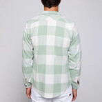 Slim Fit Flap Pocket Checkered Lumberjack Shirt // White + Green Mint (S)