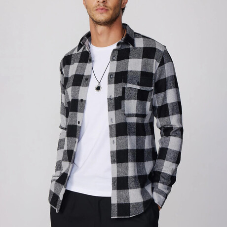 Slim Fit Checkered Lumberjack Shirt // Black + White (S)