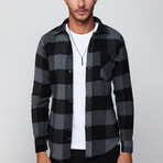 Slim Fit Flap Pocket Checkered Lumberjack Shirt // Black + Grey (S)