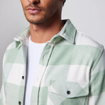 Slim Fit Flap Pocket Checkered Lumberjack Shirt // White + Green Mint (S)
