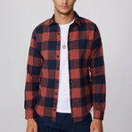 Slim Fit Winter Big Checkered Lumberjack Shirt // Orange + Navy Blue (S)