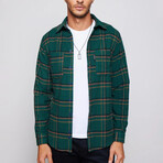 Slim Fit Double Pocket Checked Plaid Shirt // Green + Multicolor (XL)
