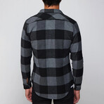 Slim Fit Flap Pocket Checkered Lumberjack Shirt // Black + Grey (S)