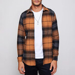 Slim Fit Narrow Cut Plaid Lumberjack Shirt // Orange + Multicolor (S)