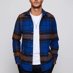 Slim Fit Narrow Cut Plaid Lumberjack Shirt // Royal Blue + Multicolor (L)