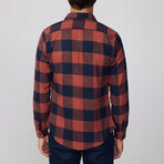 Slim Fit Winter Big Checkered Lumberjack Shirt // Orange + Navy Blue (S)