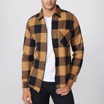 Slim Fit Zippered Checkered Lumberjack Shirt // Black + Yellow (M)