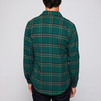Slim Fit Double Pocket Checked Plaid Shirt // Green + Multicolor (XL)