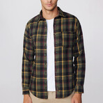 Slim Fit Winter Narrow Cut Plaid Single Pocket Lumberjack Shirt // Green + Multicolor (S)