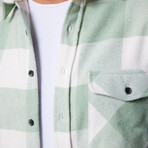 Slim Fit Flap Pocket Checkered Lumberjack Shirt // White + Green Mint (S)