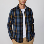 Slim Fit Winter Narrow Cut Plaid Single Pocket Lumberjack Shirt // Blue + Multicolor (S)