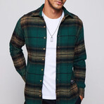 Slim Fit Narrow Cut Plaid Lumberjack Shirt // Green + Multicolor (M)