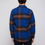 Slim Fit Narrow Cut Plaid Lumberjack Shirt // Royal Blue + Multicolor (L)