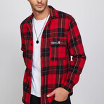 Slim Fit Sport Collar Lumberjack Plaid Winter Shirt // Red + Multicolor (M)