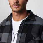 Slim Fit Flap Pocket Checkered Lumberjack Shirt // Black + Grey (S)