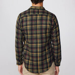 Slim Fit Winter Narrow Cut Plaid Single Pocket Lumberjack Shirt // Green + Multicolor (S)
