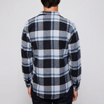 Slim Fit Double Pocket Flap Plaid Lumberjack Shirt // Black + White + Navy Blue (S)