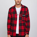 Slim Fit Sport Collar Lumberjack Plaid Winter Shirt // Red + Multicolor (M)
