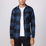 Slim Fit Zippered Checkered Lumberjack Shirt // Black + Blue (M)