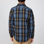 Slim Fit Winter Narrow Cut Plaid Single Pocket Lumberjack Shirt // Blue + Multicolor (S)