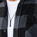Slim Fit Flap Pocket Checkered Lumberjack Shirt // Black + Grey (S)