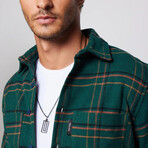 Slim Fit Double Pocket Checked Plaid Shirt // Green + Multicolor (XL)