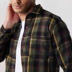 Slim Fit Winter Narrow Cut Plaid Single Pocket Lumberjack Shirt // Green + Multicolor (S)