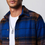 Slim Fit Narrow Cut Plaid Lumberjack Shirt // Royal Blue + Multicolor (L)