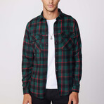 Slim Fit Flap Double Pocket Plaid Shirt// Green + Multicolor (S)
