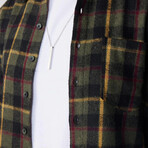 Slim Fit Winter Narrow Cut Plaid Single Pocket Lumberjack Shirt // Green + Multicolor (S)