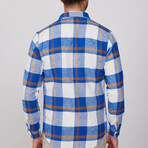 Slim Fit Double Pocket Flap Plaid Lumberjack Shirt // Blue + White + Beige (S)