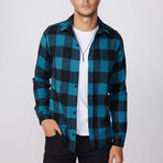 Slim Fit Winter Big Checkered Lumberjack Shirt // Black + Blue (M)