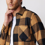 Slim Fit Zippered Checkered Lumberjack Shirt // Black + Yellow (M)