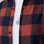Slim Fit Winter Big Checkered Lumberjack Shirt // Orange + Navy Blue (S)